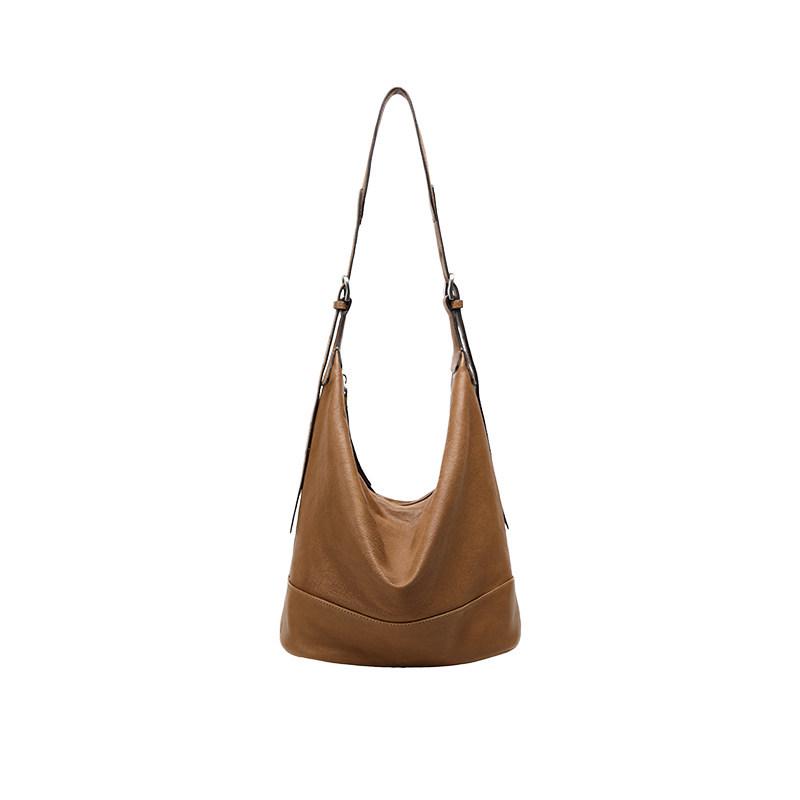 Qiu Zhen Women's Large Capacity Crossbody Hobo Bag, Grid Pattern, Vegetable Tanned Sheepskin, Double Handle.
