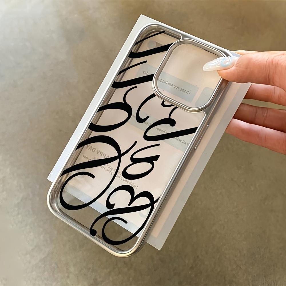Black Art Logo Simple Electroplating Transparent Phone Case Suitable for iPhone 17 16 15 14 13 12 11 Pro/Max/Plus Anti Drop