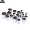 Bright Silver 6-24mm 3/8 Short Hex Socket Mirror Polished Chrome-plated Steel Hex Socket Wrench Head For Auto Repair Home Tool