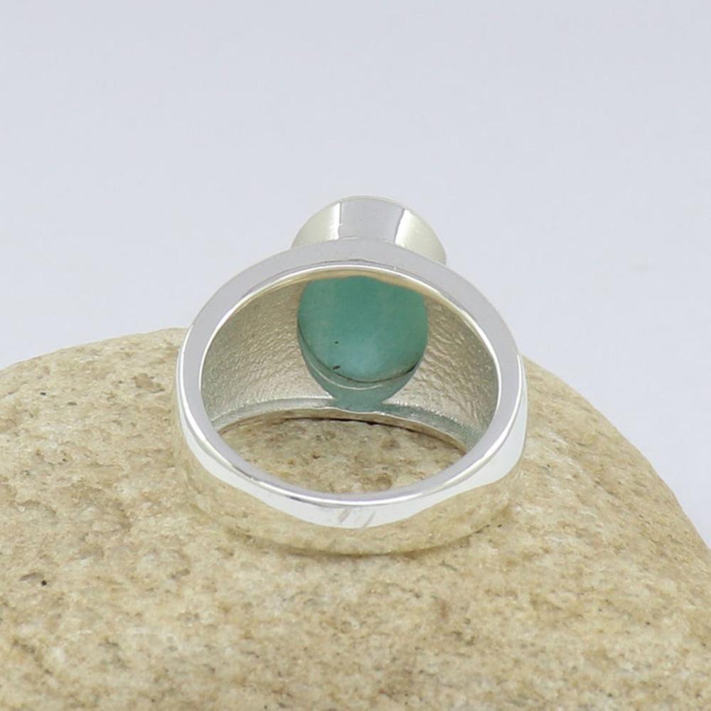 Natürlicher Larimar Siegelring, 925 Sterling Silber Ring, Boho Statement Ring, Unisex Ring, Herren Siegelring, Edelstein Ring, Geschenk für Ihn