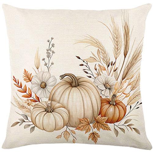 

Harvest Festival Throw Pillow Cover 18x18in with Straw and Pumpkin Pattern 450mm*450mm