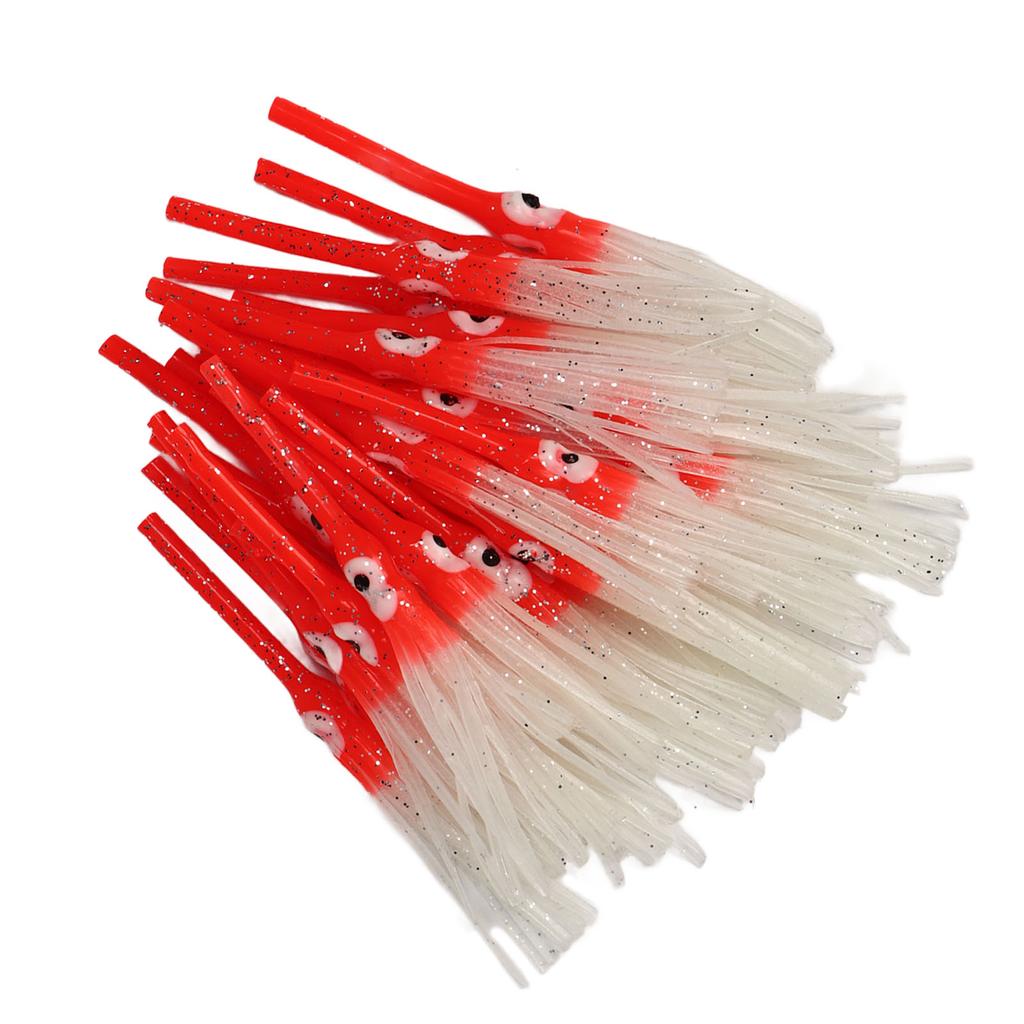 30pcs Luminous Squid Skirts Soft Artificial Octopus Luminous Bait for Saltwater Freshwater Red