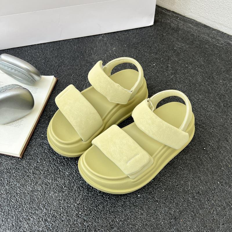 

Sandals women s summer thick soles increase without tiring feet, new outer slippers Velcro women s shoes 36 зелёный