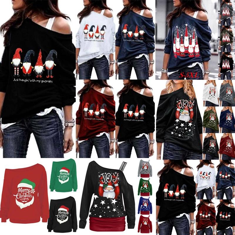 Stylish Women's Christmas Jumper Pullover Loose Fit Sweatshirt For Festive Seasons