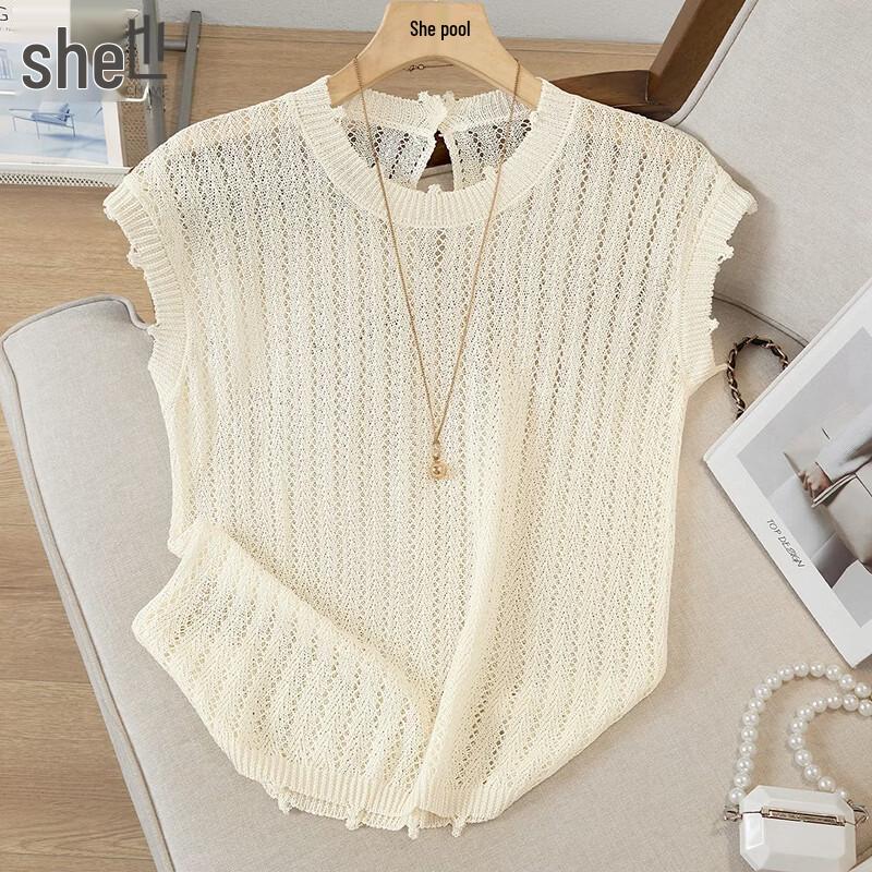 Women s Ice Silk Hollow Out Sleeveless Vest Top One Size