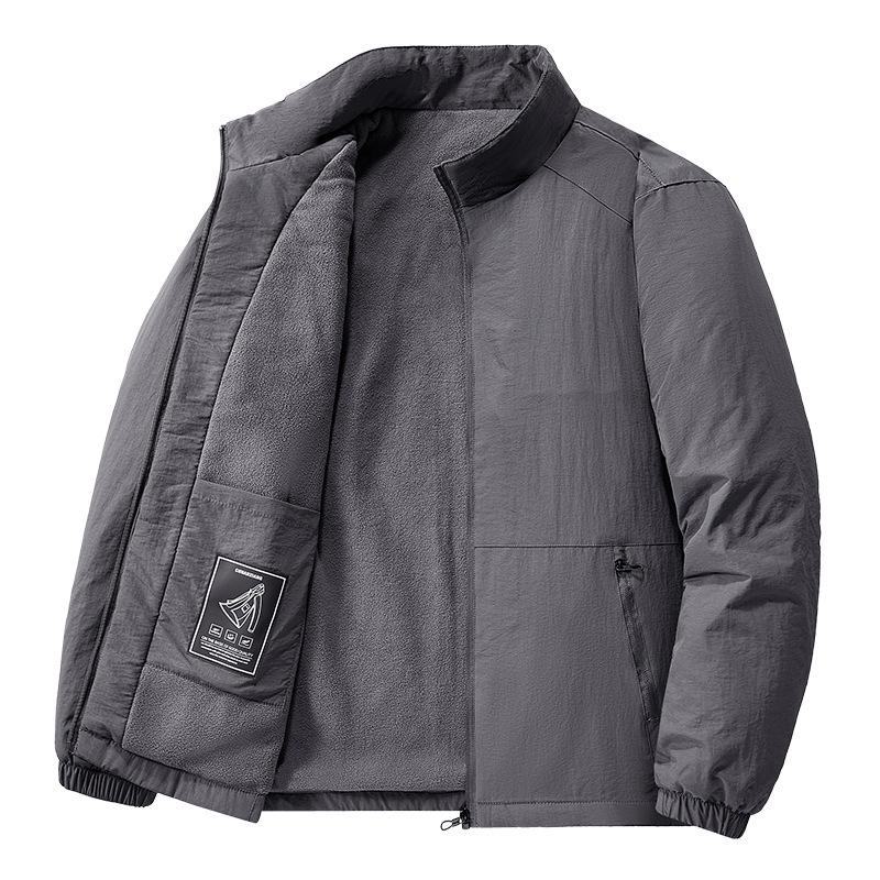 Men s Winter Fleece-Lined Windproof Stand-Collar Jacket - Plus Size Available M