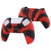 PlayVital PS5 Controller Protective Case Rubber Protective Case for PS5 Wireless Soft Silicone Skin with Thumb Grip Caps Warrior Red Black Cover,