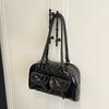 Bolsa de Bowling com Laço Estilo Francês Elegante Couro PU Bolsa de Ombro Bost Casual Grande Capacidade Bolsas Femininas Bolsa de Axila
