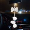 Fashion Diamond Bowknot Pendant Car Rearview Mirror Hanging Decoraction Ornament Christmas Birthday Gift Women's Car Accessories