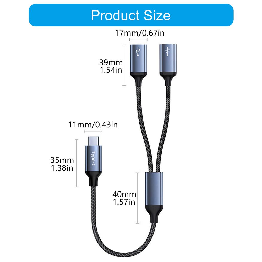 2/3 Port USB C Charging Data Transfer USB C OTG Cable Phone Adapter 2/3 Port Type C to USB Adapter