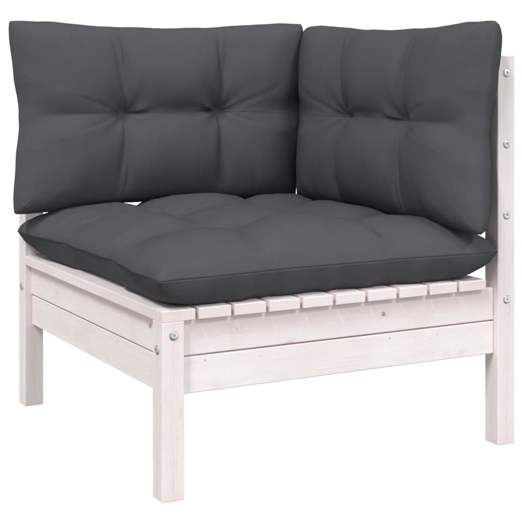 13 Piece Garden Lounge Set with Cushions White Solid Pine Wood