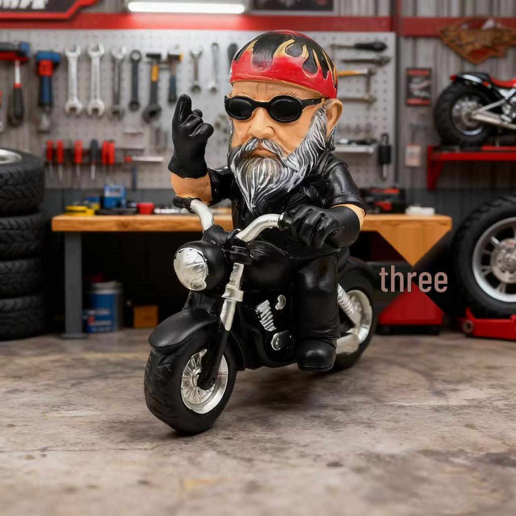 Mittelfinger Motorrad Zwerg Figur - Garten & Büro Dekoration
