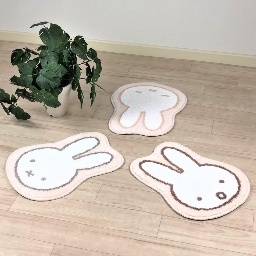 Senko Miffy Sleeping Miffy Mat 50 x 38 Miffy 65081 Rug, Approx. cm, Beige, Character, Animal,