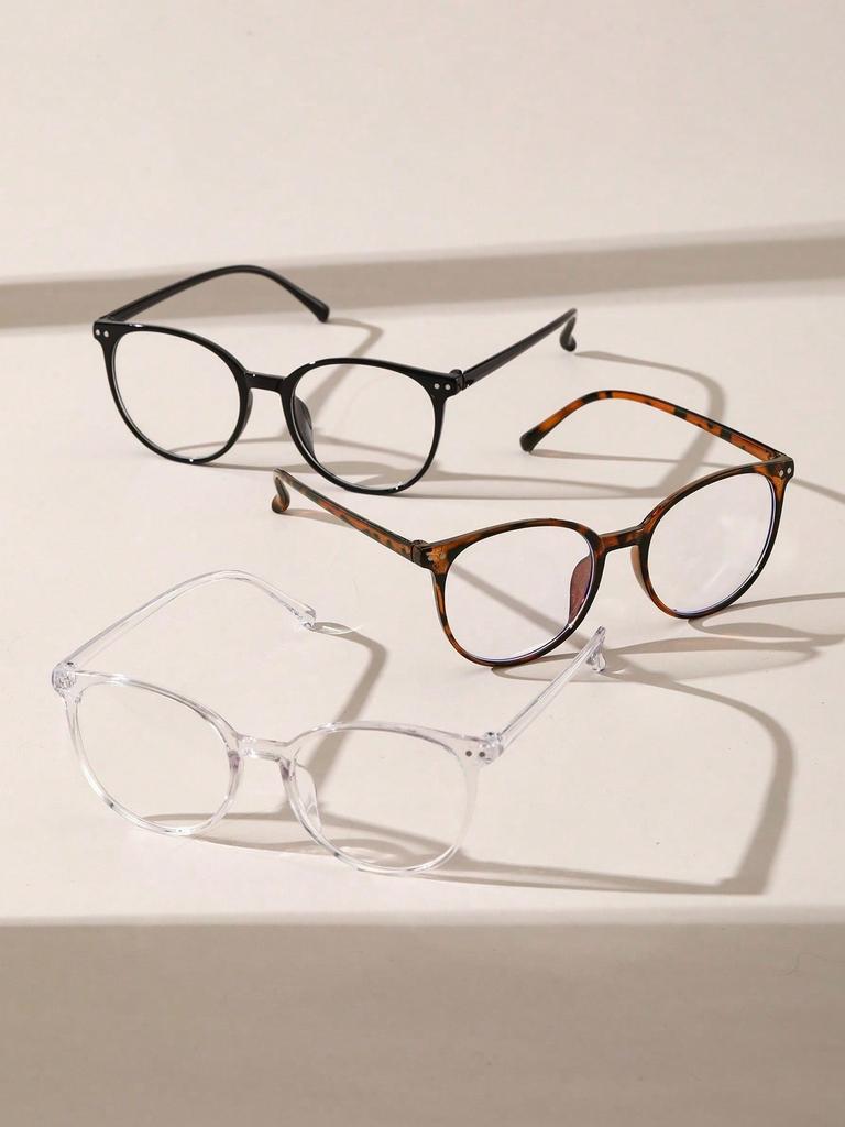 1/4 PC S Fashion Round Plastic Frame Women Classic Clear Glasses For Men Daily Life Take Photo Eyeglasses Clothing Accessories.