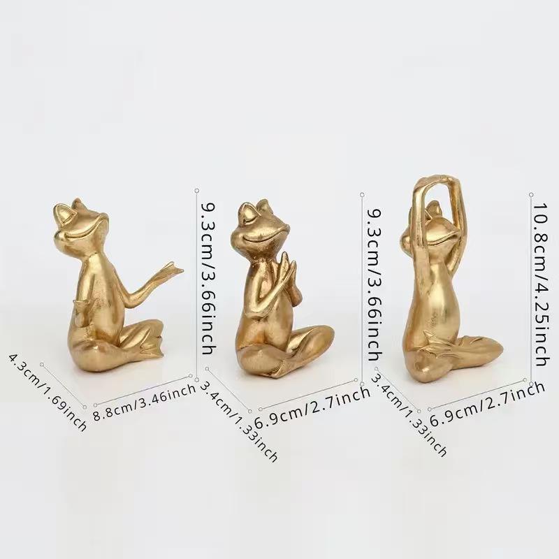 Golden Frog Resin Craftwork Yoga Toad Abstract Animal Sculpture Frog Decorative Figurines Yoga Practitioners Home Decoration