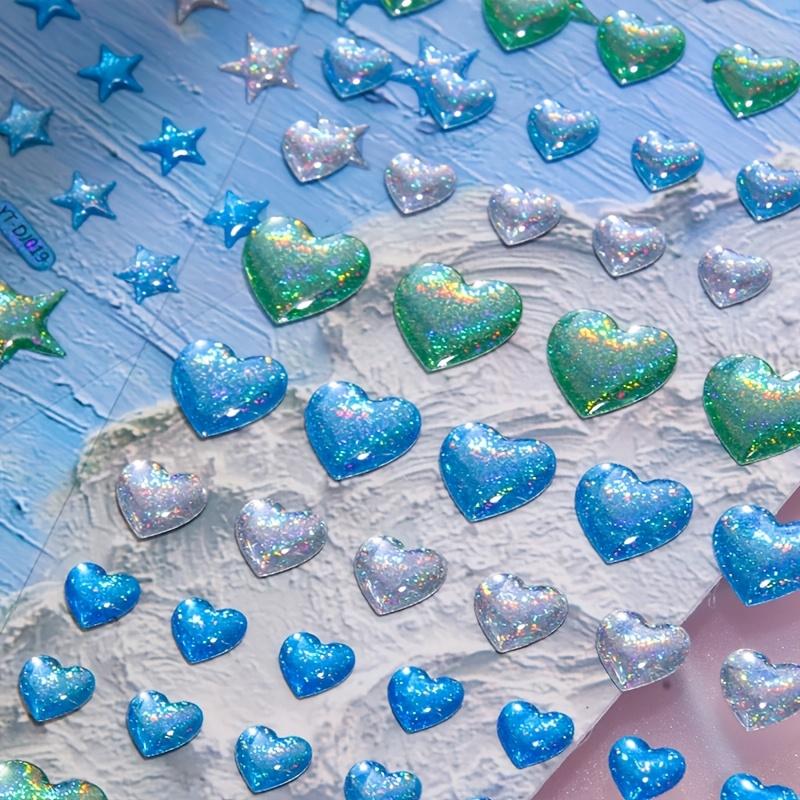 Colorful Glitter Heart Stars Crystal Drop 3D Stickers Scrapbooking DIY Journal Stationery Sticker Sheet Decor Gift