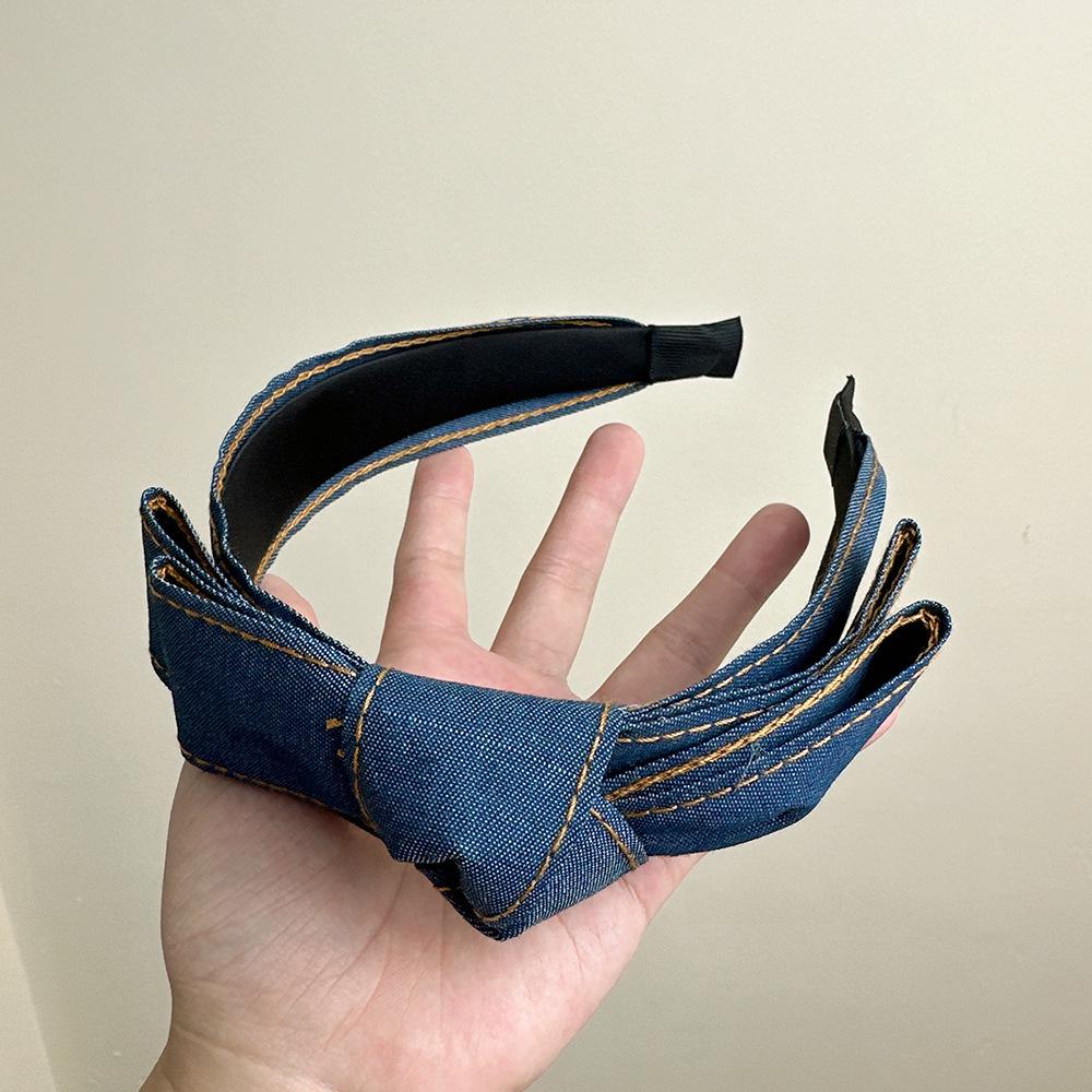 Sommerhårbånd i denim med koreansk stil - Bredbremmet og enkelt knutedesign