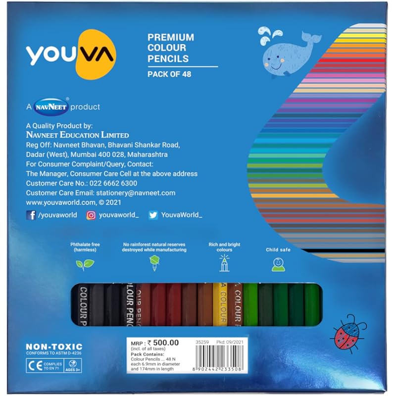 Navneet Youva Premium Multicolor Colour Pencils For Students, Professionals, Beginners, Colour Pencil For Gift, Pack Of