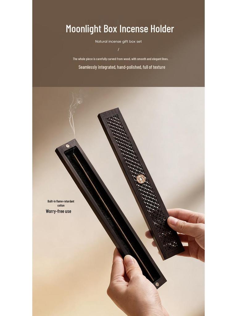 Ebony Agarwood & Sandalwood Incense Holder Gift Set for Chinese Style Aromatherapy