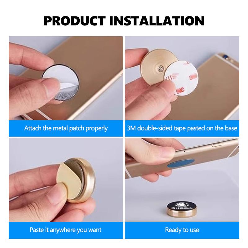 AES1 For Skoda Car Magnetic Mini Phone Holder 360° Adhesive Phone Stand Interior Accessories Rapid Octavia Derivative Enyaq-iV