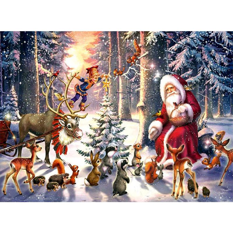 Fai da te Cartone Animato Pupazzo di Neve Pittura Diamante 5D Trapano Rotondo Completo Babbo Natale Ricamo Diamante Regalo di Natale Kit di Ricamo Regalo