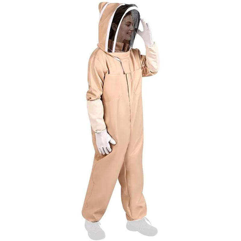 Beekeeping Protective Gear Entire Body Suit Ventilated Fabric Flexible Cuffs Detachable Neighborhood Beekeeping Clothing For Gardening Beekeepers L