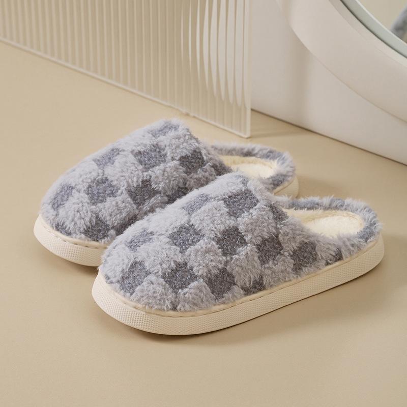 New simple non-slip cotton slippers women's autumn and winter parent-child indoor home children's plush slippers men