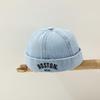 Vintage Letter Embroidery Denim Melon Washed Cotton Solid Color Baby Kids Brimless Hat Toddler Boys Adjustable Docker Caps