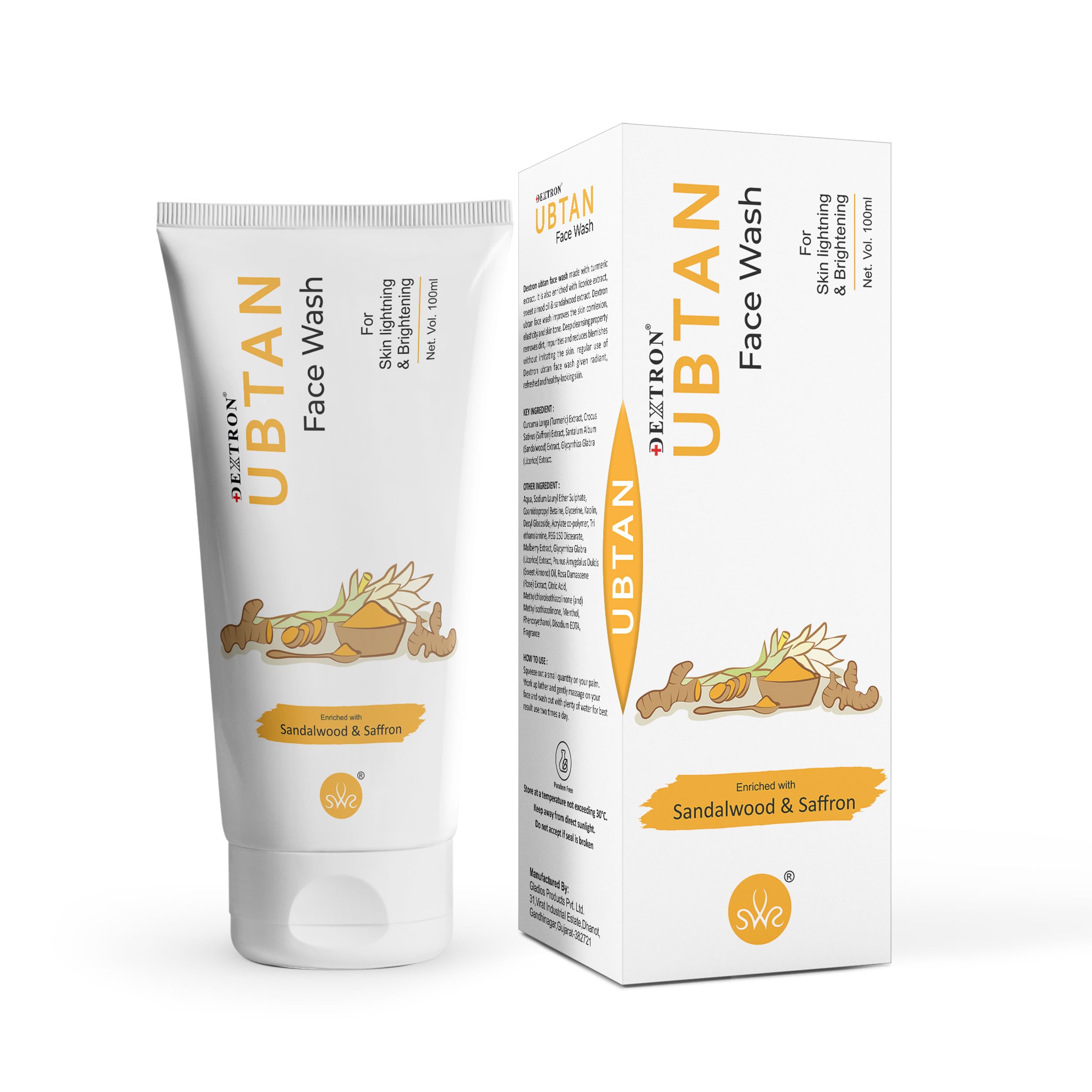 Ubtan Face Wash with Sandalwood & Saffron for Glowing Skin | Deep Cleansing & Tan Removal | Natural Skin Brightening Face Cleanser for All Skin Typ