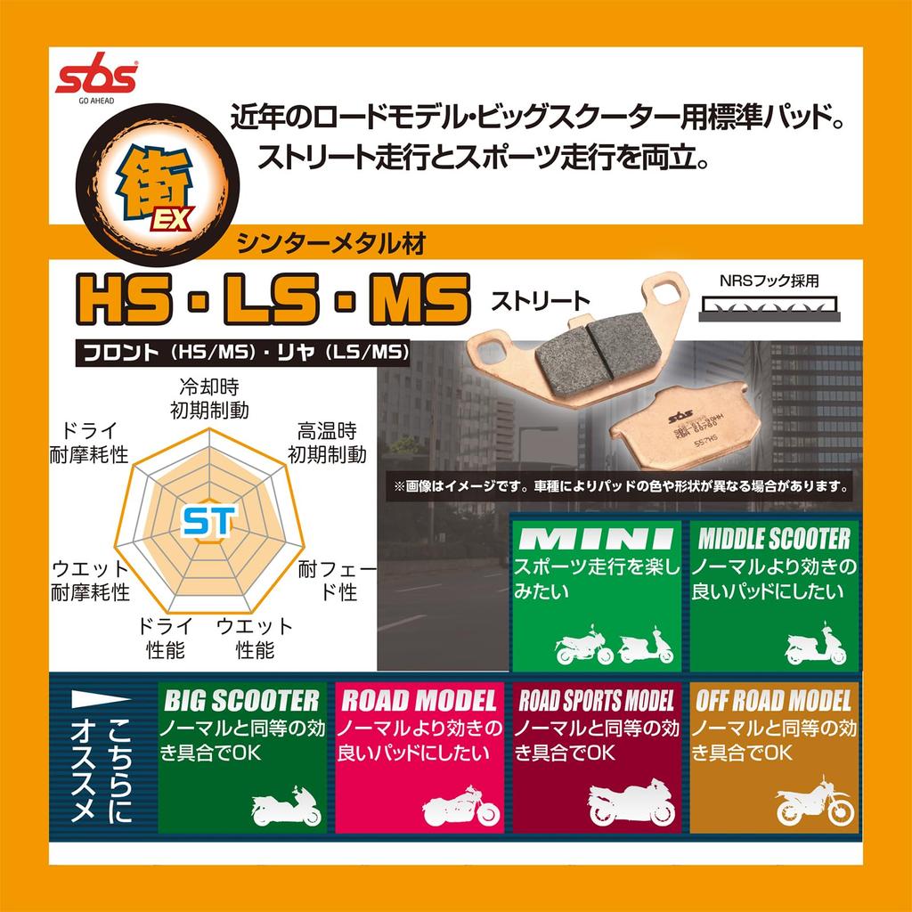 Kitaco 777-0859020 SBS Brake Pad 859HS Sinter Metal Material (For Front), Cross Cub 110,