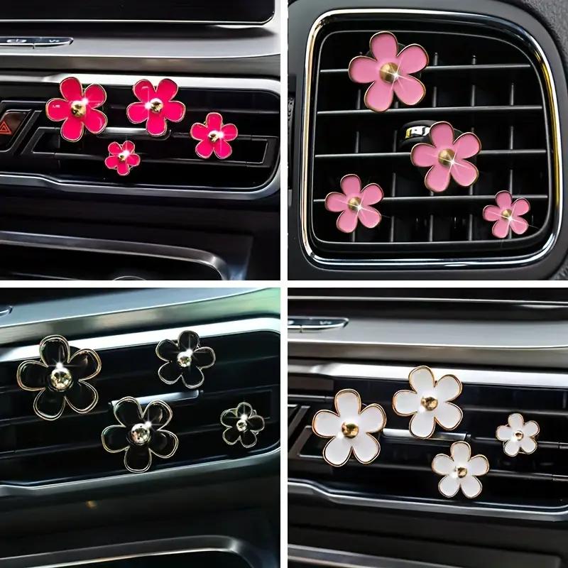 4pcs/set Alloy Cute Daisy Design Car Air Vent Aromatherapy Fragrance Clip Car Air Vent Decoration Clip Car Interior Accessories