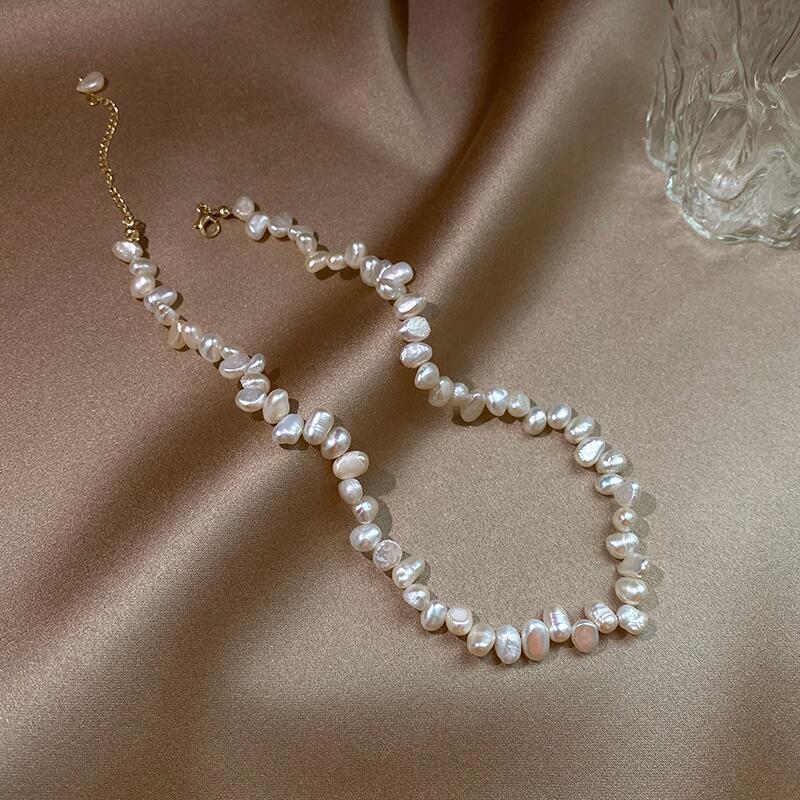 Baroque Pearl Necklace For Women Simple  Collarbone Chain White Choker Necklaces Wedding Jewelry