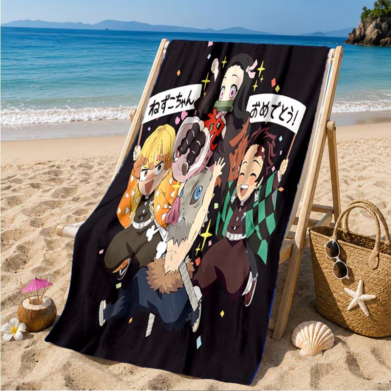 Powerful Demon Anime Beach Towel Microfiber Beach Towel, Lightweight and Quick-Dry, for Summer Travel, Swimming Pool Fan Birthday Gift