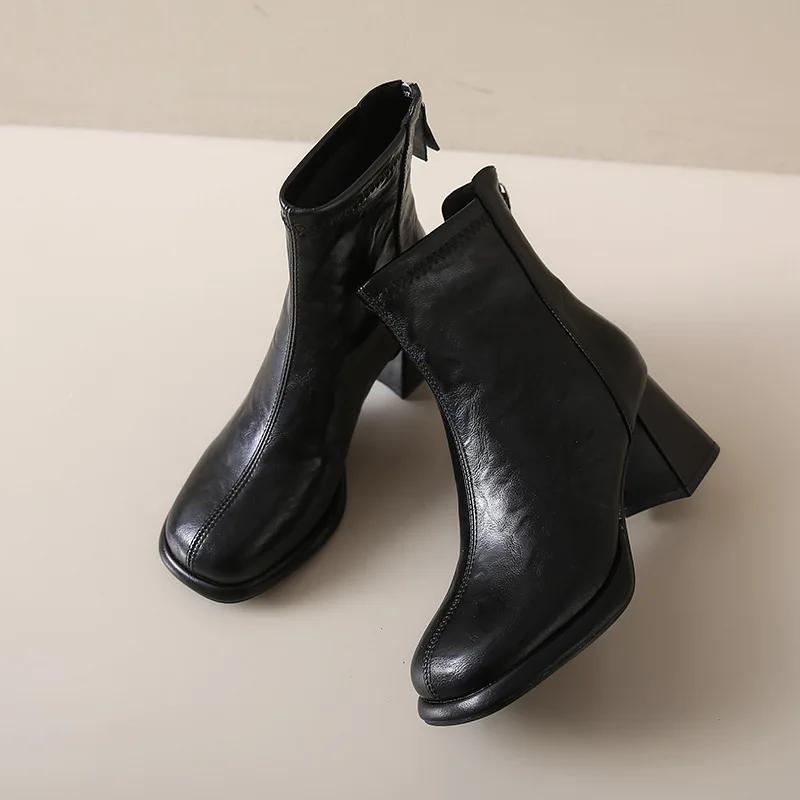 Fashion Comfort Fashion Winter Shoes Platform Boots Genuine Leather Large Size 43 Women Ankle Boots Women High Heels Ladies Booties
