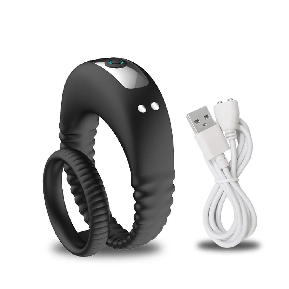 Vibrating Cock Ring for Men Ejaculation Delay Penis Ring Vibrator Silicone Chastity Cage Clitoris Stimulator Sex Toy for Couples