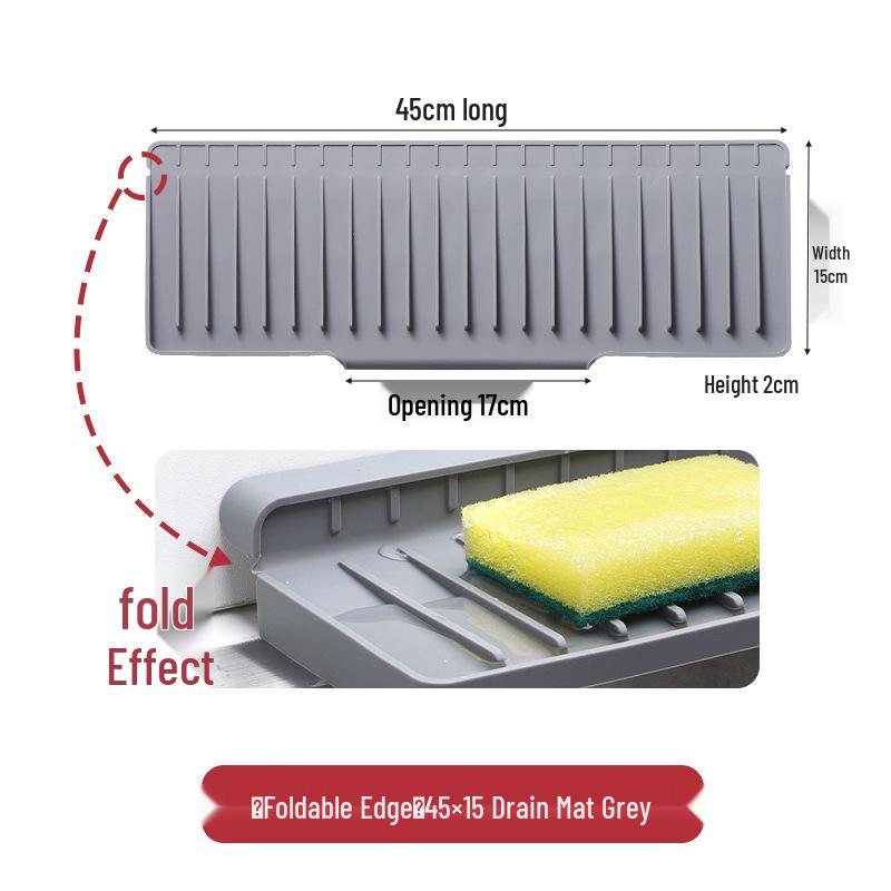 Silicone Draining Mat for Narrow-Edge Sink & Faucet Splash Guard