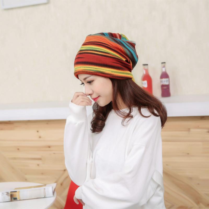 Autumn and Winter Korean Style Striped Twist Hat Fashionable Ear Protection Knitted Cap Postpartum Head-proof Wind Scarf