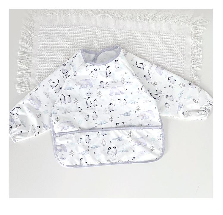 Waterproof Long Sleeve Baby Bib - Oil-Proof, Cotton Coverall for All Seasons.