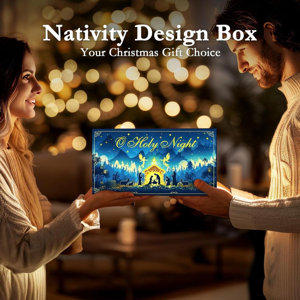 Homemory Flameless Christmas Nativity Scene Candles, Battery Operated LED Pillar Religion Candles, Nativity Sets Indoor Outdoor Decorations for Xmas