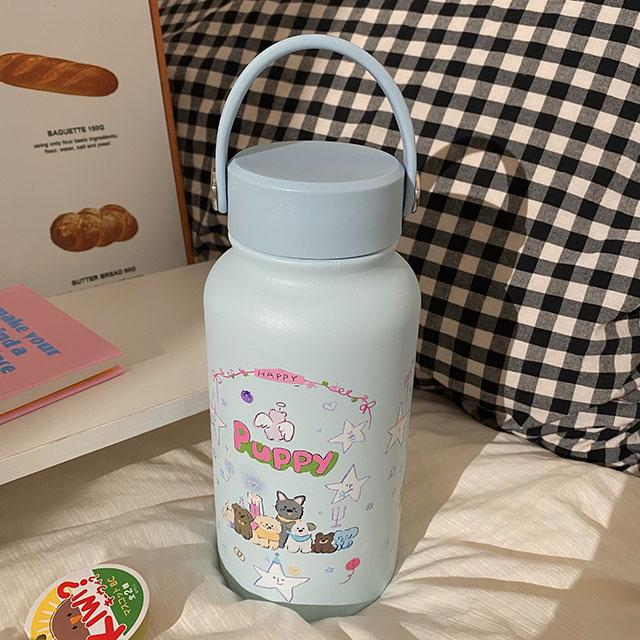 650ML Süße Thermoskanne Edelstahl Isolierbecher Tragbarer Griff Große Kapazität Kaffee Thermobecher Schule Outdoor Reise Wasserkocher