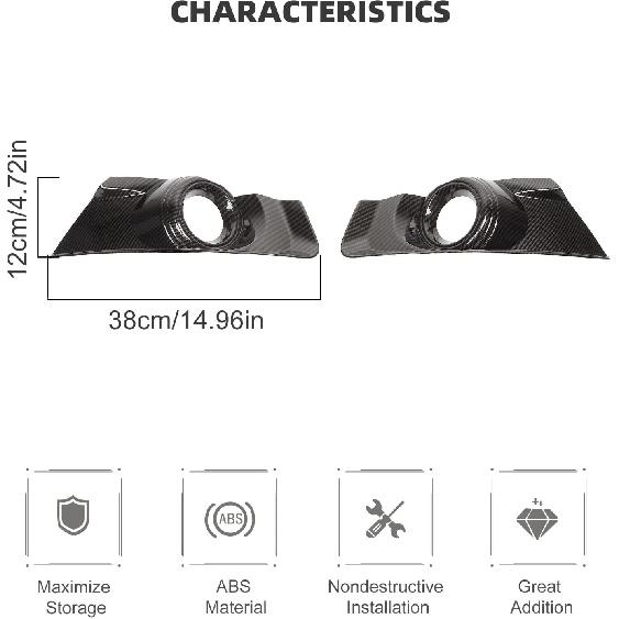 RT-TCZ Front Bumper Fog Light Cover Decorative Trim Accessories for Ford Mustang 2015-2017 (Carbon Fiber Grain)