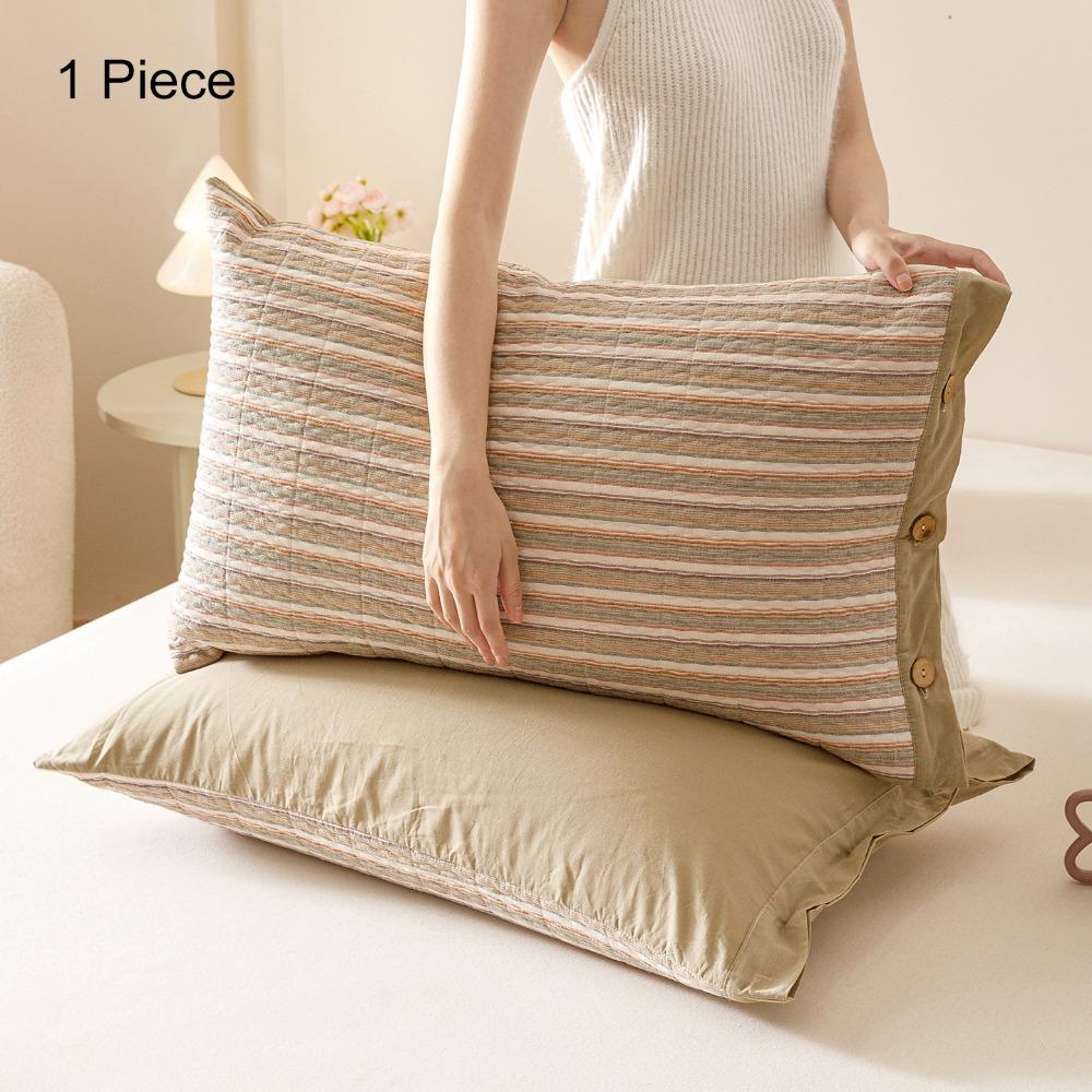 Pure Cotton Pillowslip Rectangular Pillow Cover Envelope-style Plaid Pillowcase  Dormitory Style D
