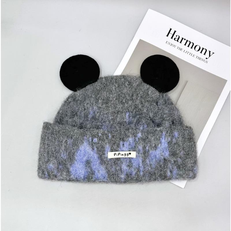 Cute cat ears wool hat female winter gradual change color ear hat cold age reduction versatile face small knitted cold hat