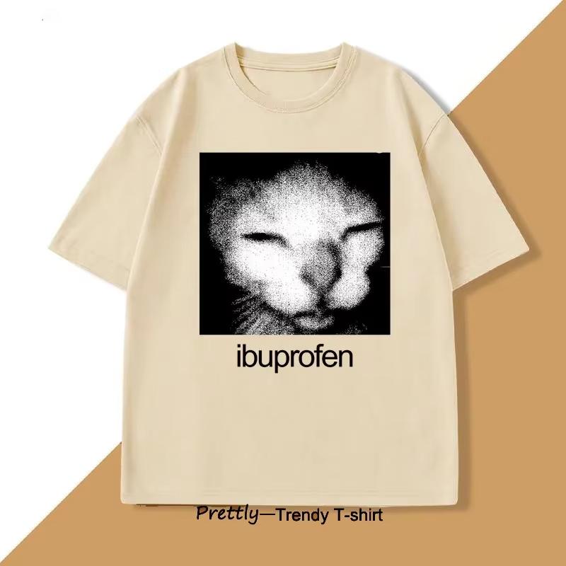 Ibuprofen Kočka Meme Tričko Pánské Ležérní Vtipné Kočka Grafické Trička Módní O-výstřih Pánské Dámské Oblečení Unisex Streetwear Trička