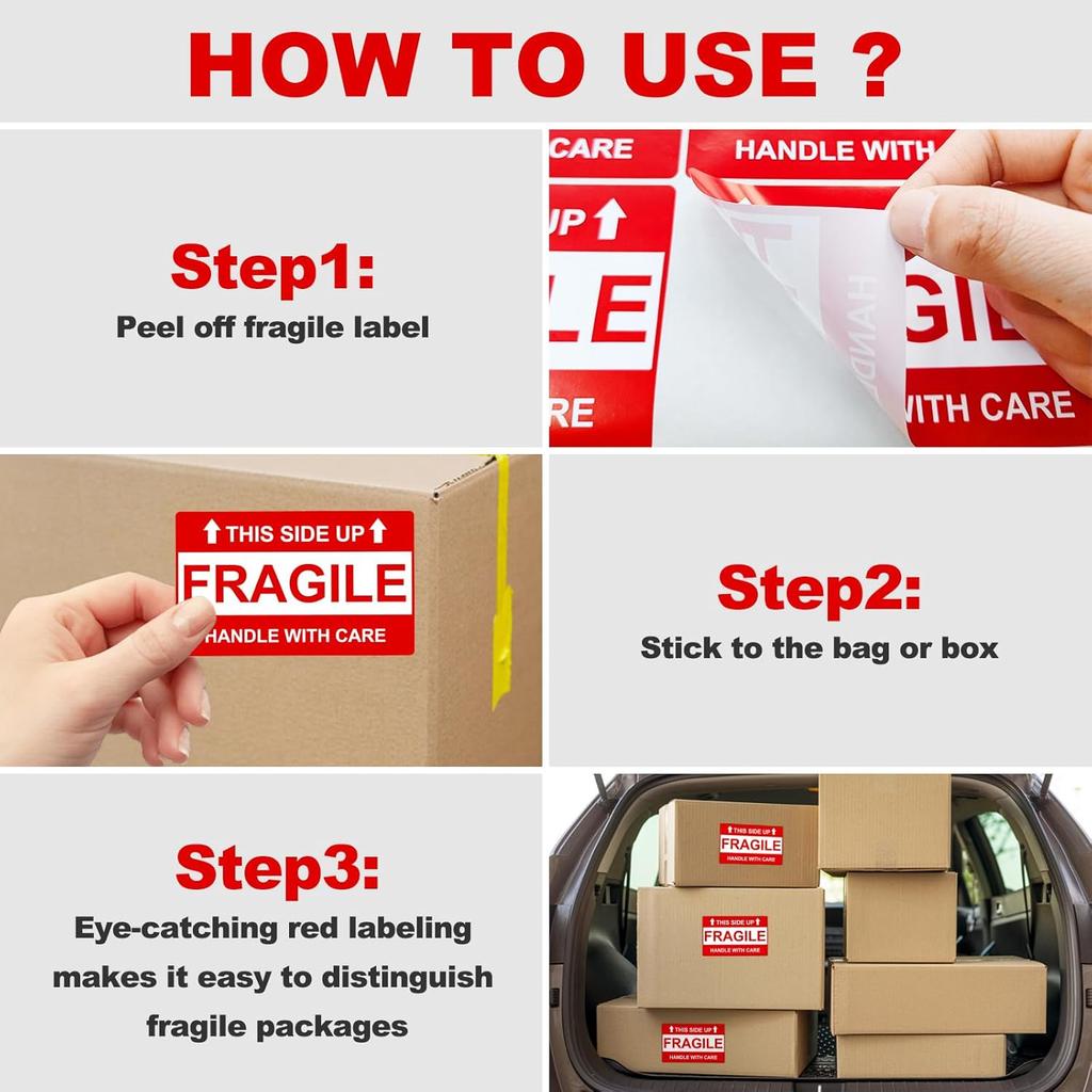 210 Pcs Fragile Stickers, 3x5 Inch Fragile Labels for Shipping, Strong Adhesive Handle with Care Stickers for Shipping