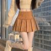 Women's High Waist Suede Pleated A-line Skort - Autumn/Winter Casual Slimming Leather-Look Anti-Exposure Design