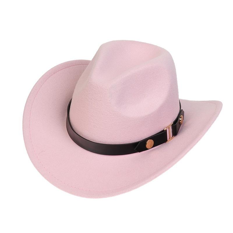 Western Cowboy Top Hat Spring And Autumn New Jazz Hat Big Brim Pentagram Belt Accessories Felt Hat Men And Women