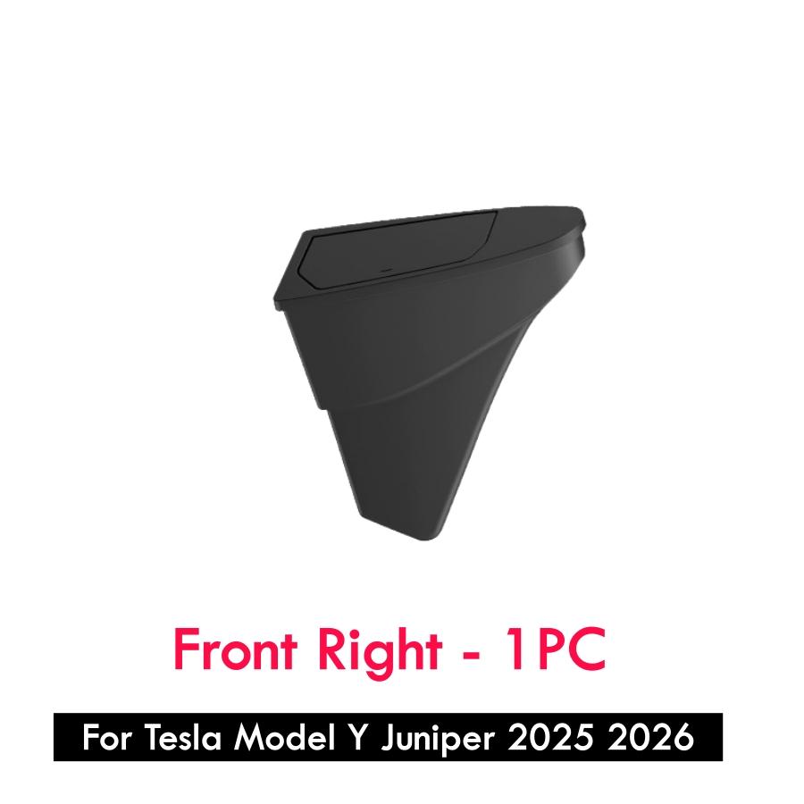 UBLM4 Front Door Built-in Storage Organizer for Tesla Model Y Juniper 2025 2026 Car Garbage Bin with Push‑Open Lid ABS Door Organizer