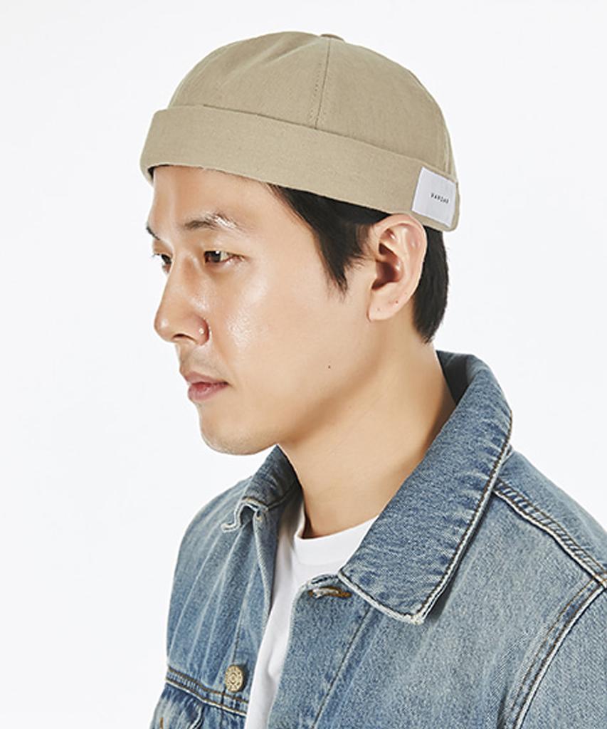 Bajal Herringbone Label Watch Cap Beige
