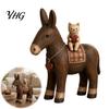 Living Room Tabletop Decor Rustic Donkey Resin Figurine, Farmhouse Style with Cat Distressed Sculptures Decoration, Vintage Country Animal Statue for